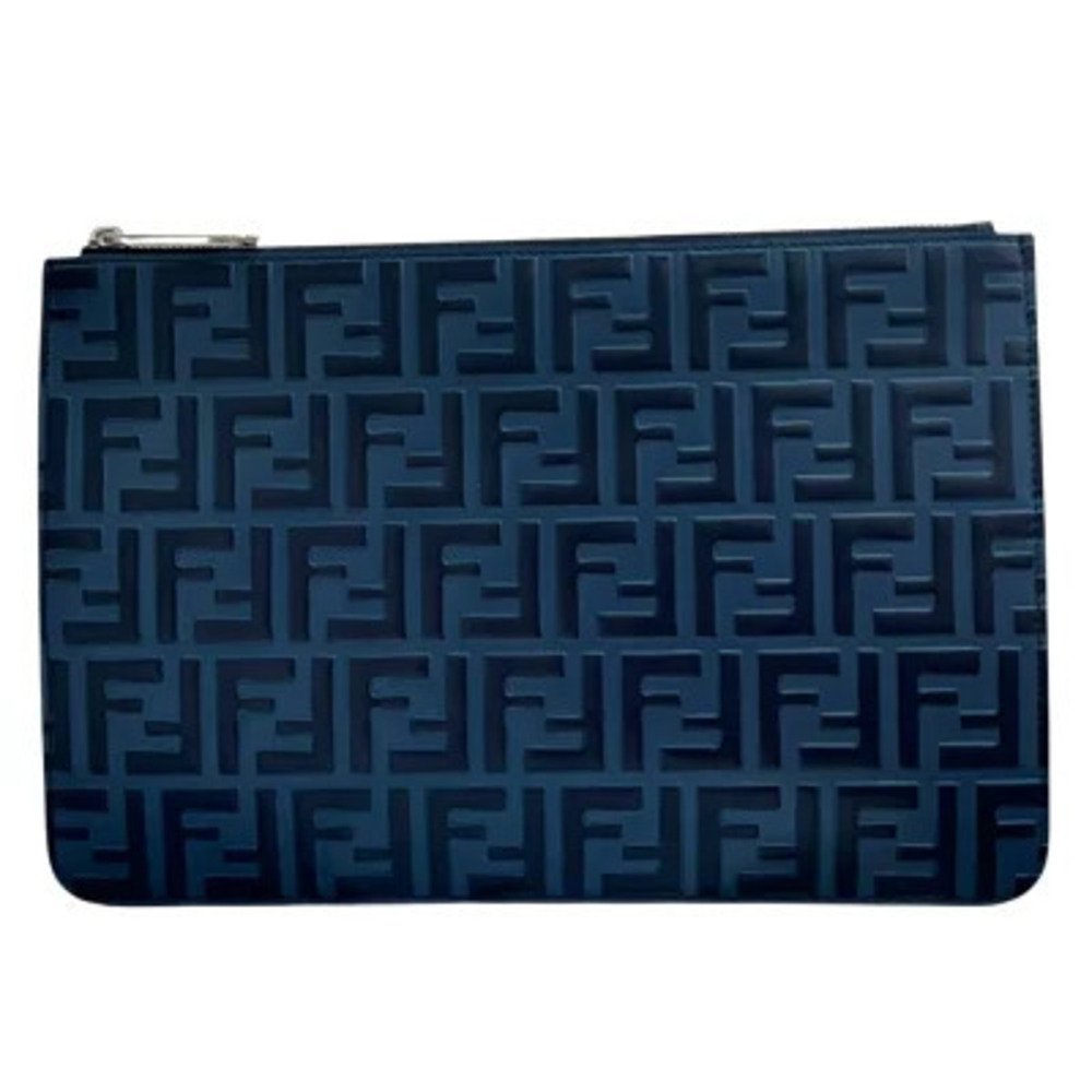 Fendi Zucca Clutch Bag Leather Blue
